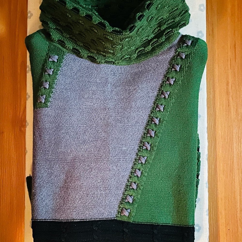 Colorful Patchwork Women's Sweater Turtleneck - Picture 9 of 9